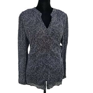 Alfani Button-Up Long-Sleeve Polka-dot Blouse Women's. Size Large. New W…